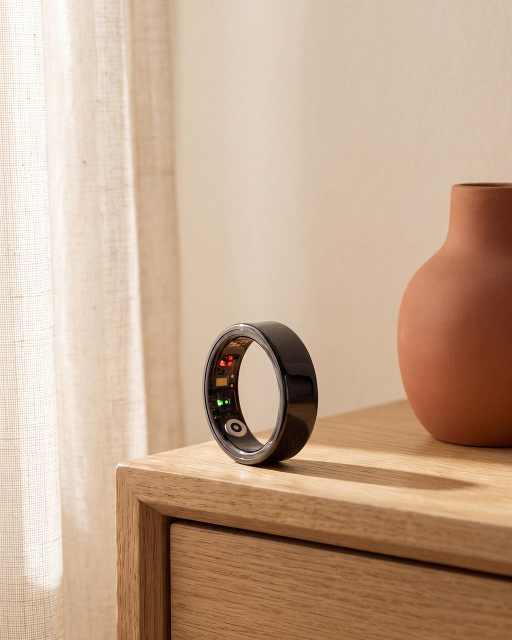 [Black] Lumo Ring in black on oak