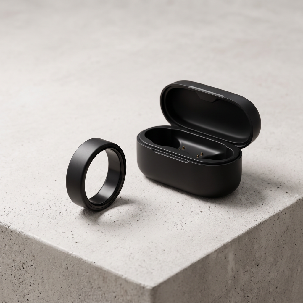 Lumo Ring with its charging case